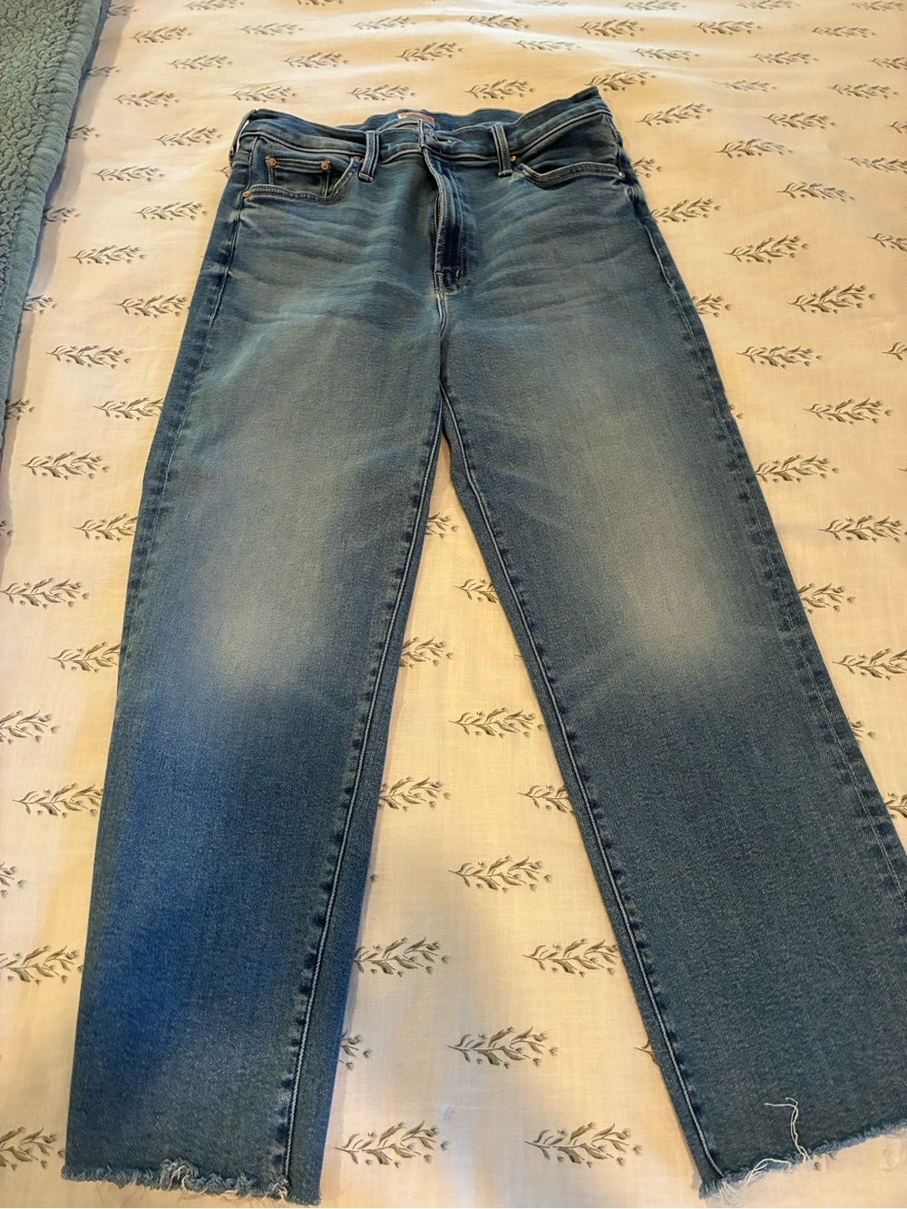 MOTHER Straight Leg Jeans in medium blue wash